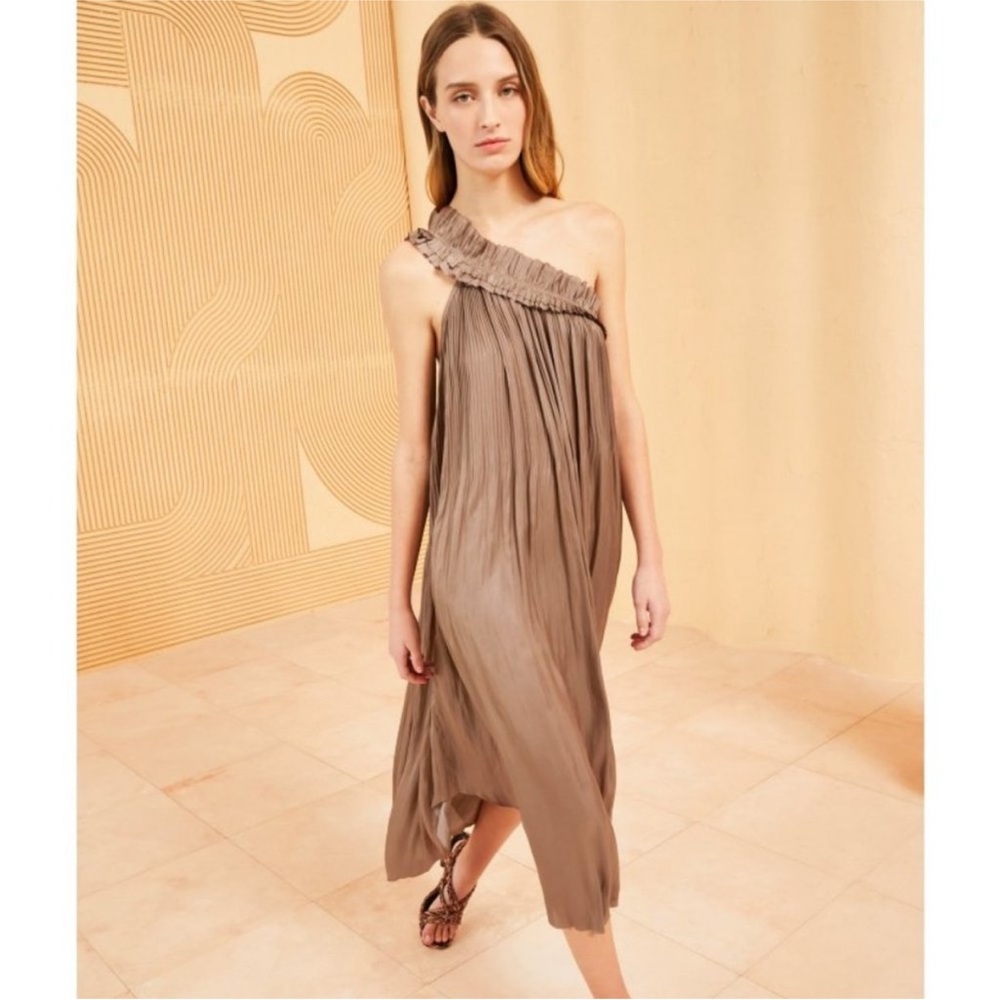 ULLA JOHNSON MICA PLEATED MIDI DRESS SZ XS